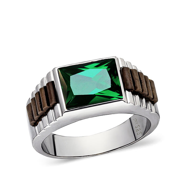 men's ring emerald stone