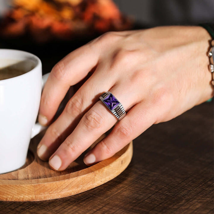 gemstone men's signet ring