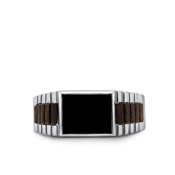 Solid Sterling Silver Men's Handmade Turkish Ring with Black Onyx Stone