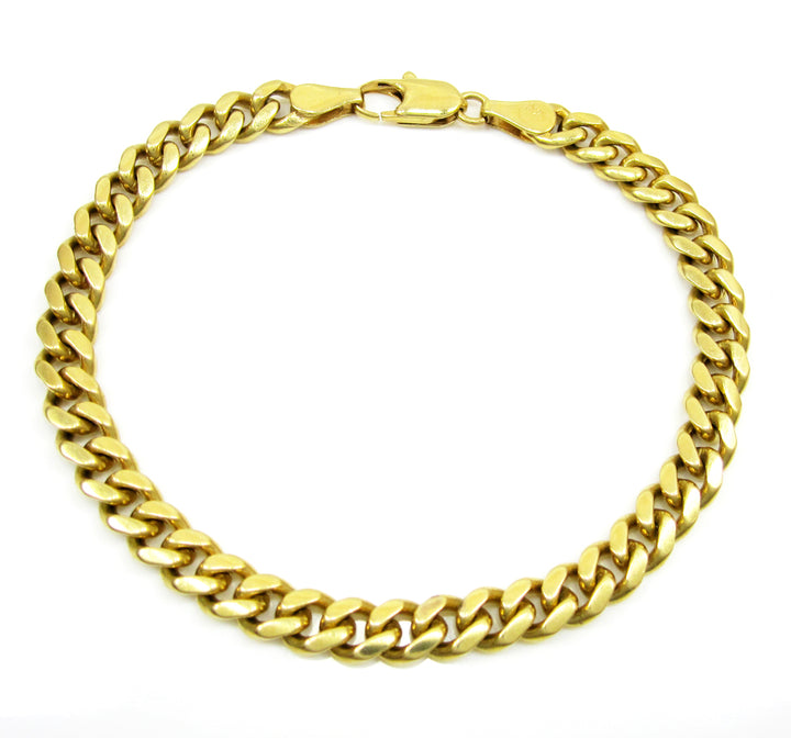 6mm Mens 18k Gold Plated Sterling Silver Heavy Cuban Chain Link Bracelet 9 inch