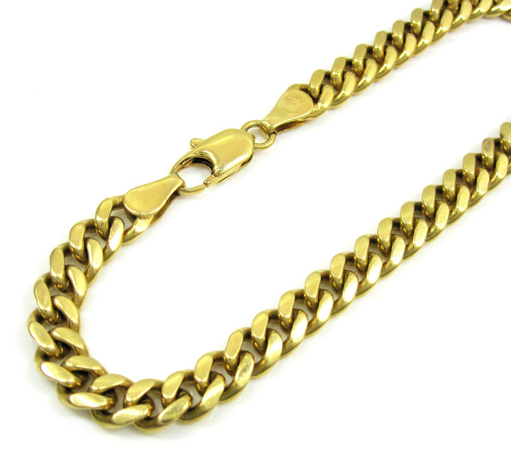 6mm Mens 18k Gold Plated Sterling Silver Heavy Cuban Chain Link Bracelet 9 inch