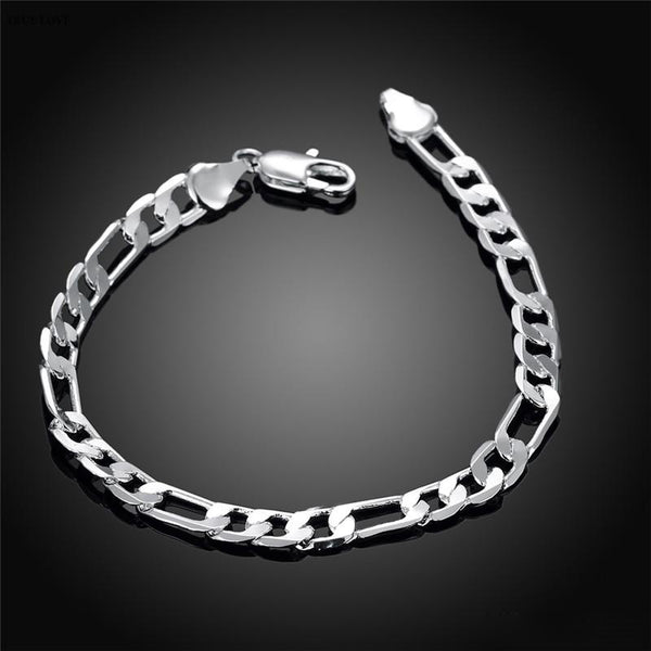 5mm Mens Real Solid 925 Sterling Silver Heavy Figaro Chain Link Bracelet 8 inch