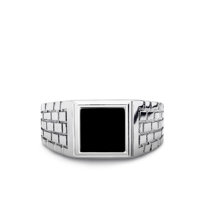 square stone man ring 925 silver