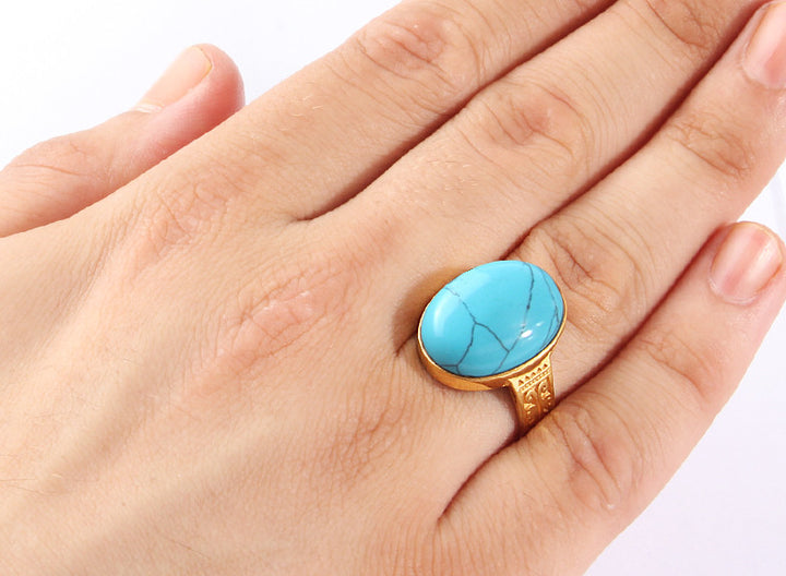blue stone real gold ring