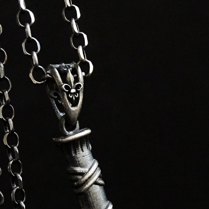 Silver Viking Warrior War Hammer Necklace Men's Weapon Pendant