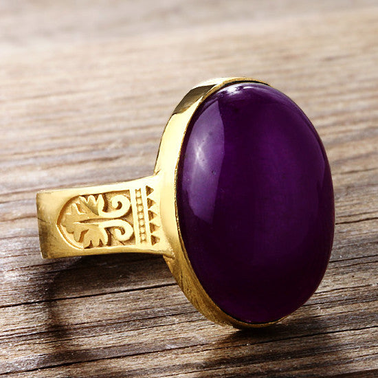 Men's Ring 10k Yellow Gold with Agate Artdeco Style