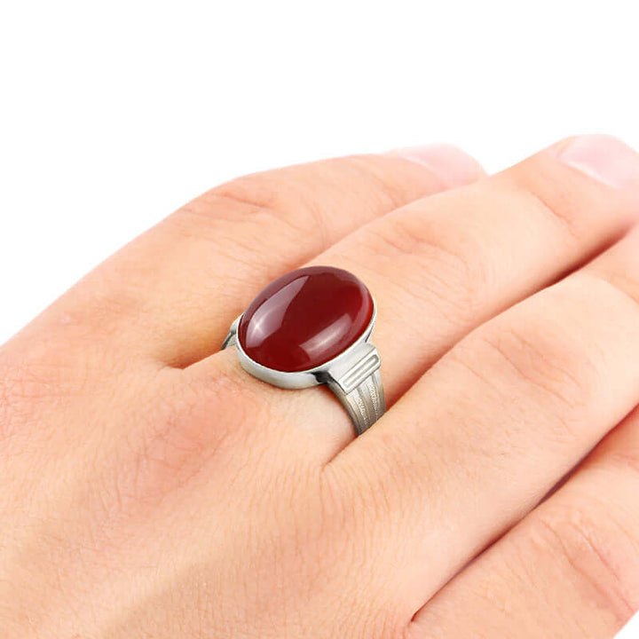 man ring red stone