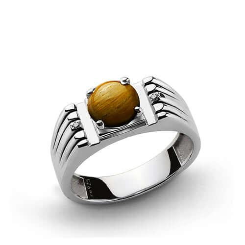 tiger eye man pinky ring