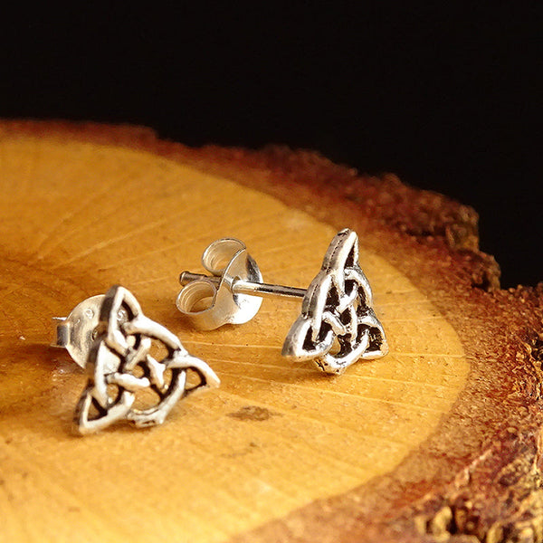 Celtic Trinity Knot Symbol Solid 925 Sterling Silver Men's Stud Earrings