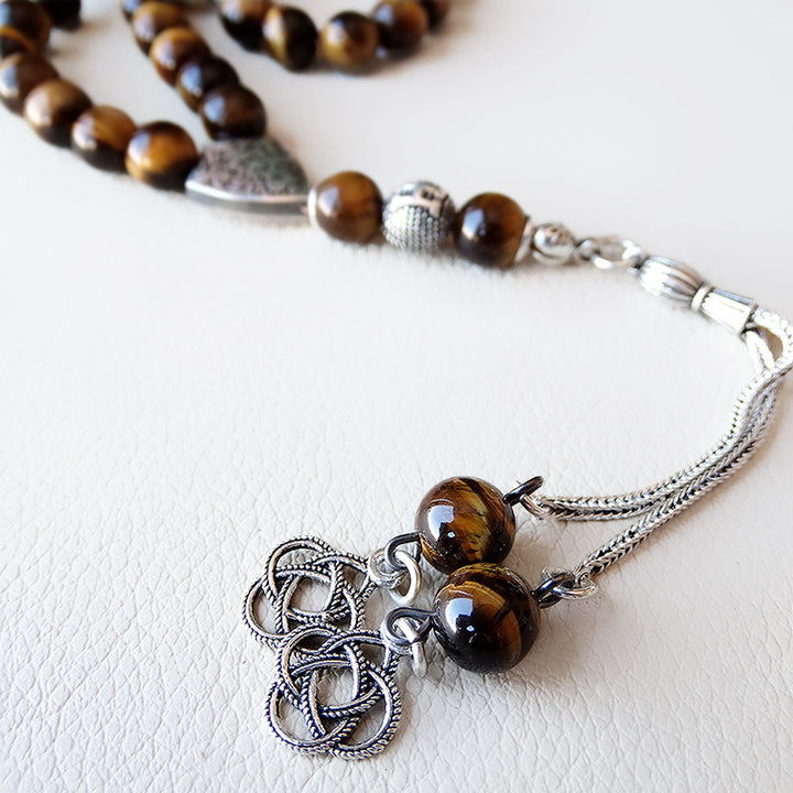  Islam Tasbih Natural Tiger Eye Stone Beaded Bracelets On Hand