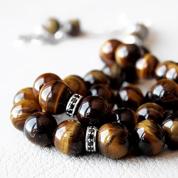 8 mm brown tiger eye Stone bead Round Shape 33 Prayer Beads
