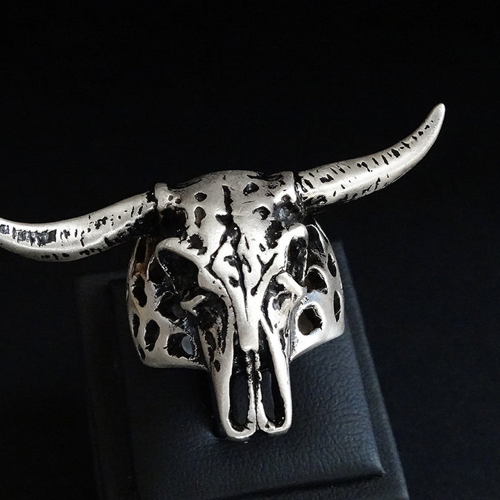 buffalo skull ring heavy 