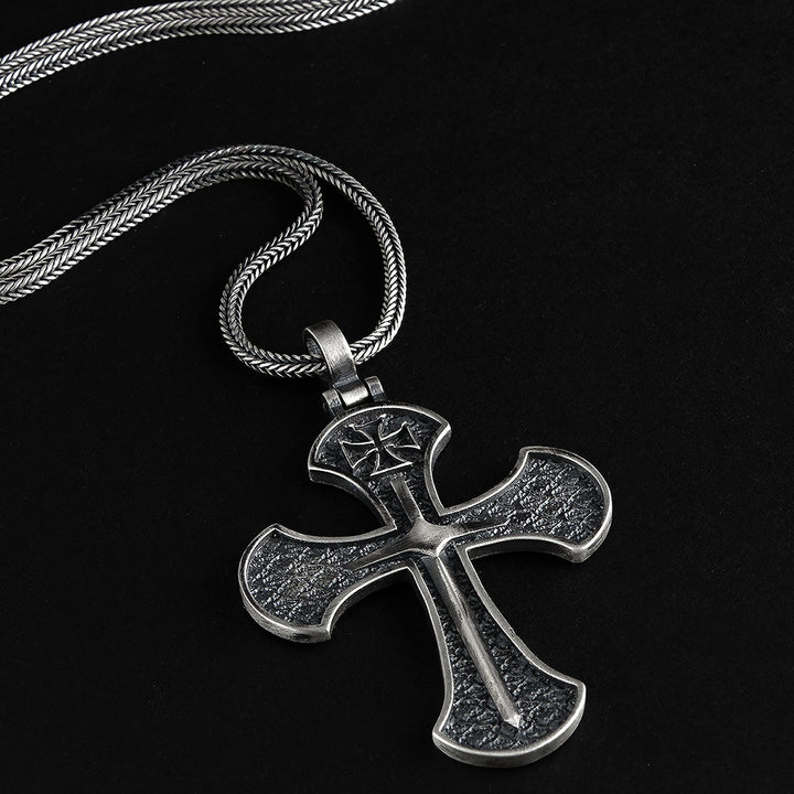 Templar Knights Sword 925 Sterling Silver Cross Pendant Necklace Charm