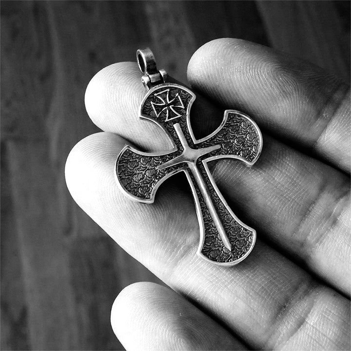 Templar Knights Sword 925 Sterling Silver Cross Pendant Necklace Charm