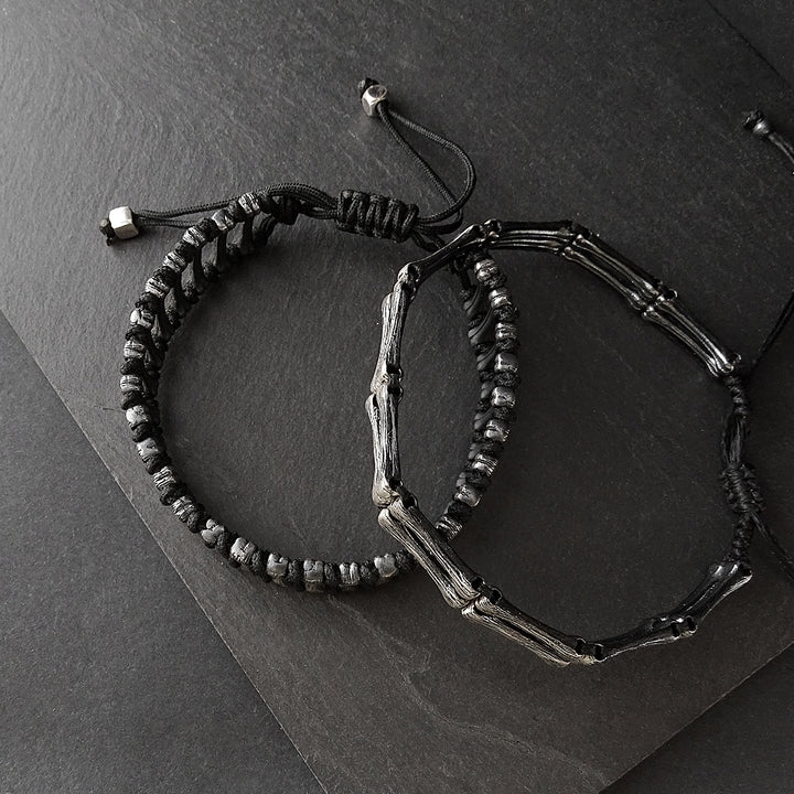 minimalist men's black bracelets 925 silver