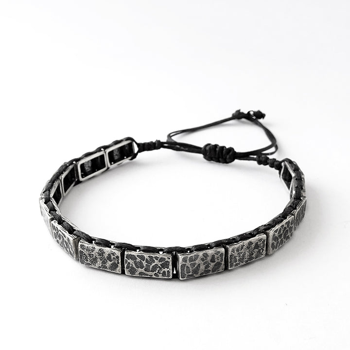 Black Waxed Cord men's bracelet