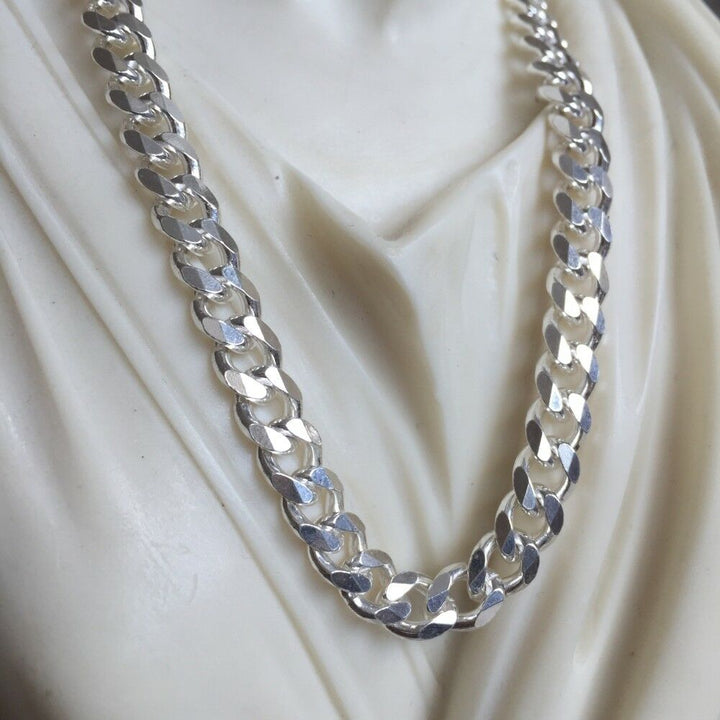 NEW REAL 7mm Curb Cuban Link Chain Mens Necklace 20Inch 40gr 925 Sterling Silver