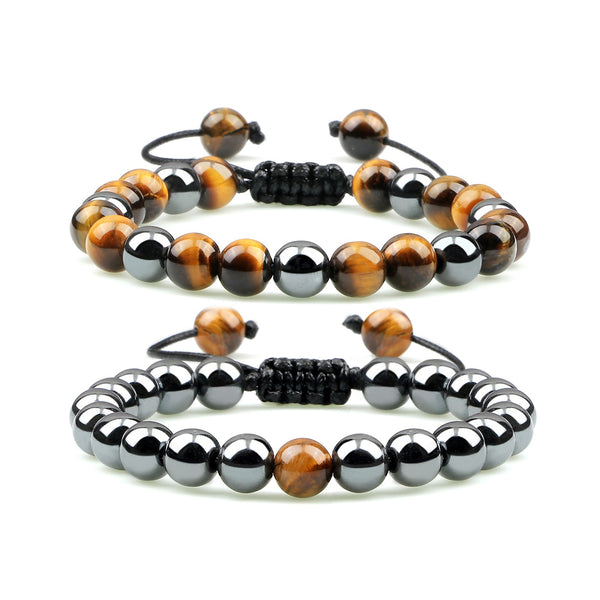 New Design Natural Hematite & Tiger Eye 2 Pieces Bracelets for Men | JFM
