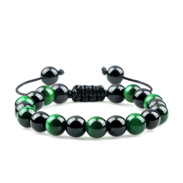 2pcs/set Beaded Men's Bracelet Natural Black Onyx & Tiger Eye | JFM