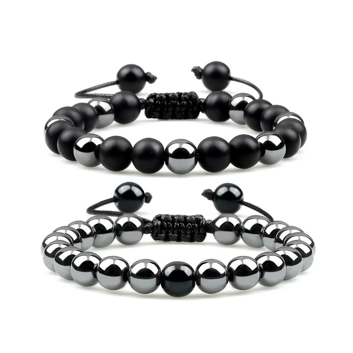 Fashion Ball Bracelets for Men Natural Hematite & Black Onyx | JFM