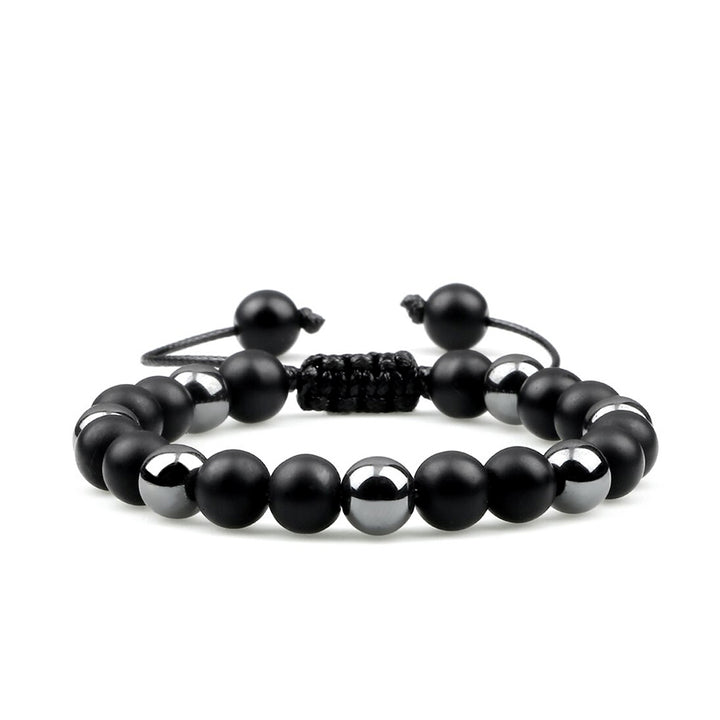 Fashion Ball Bracelets for Men Natural Hematite & Black Onyx Beads | JFM