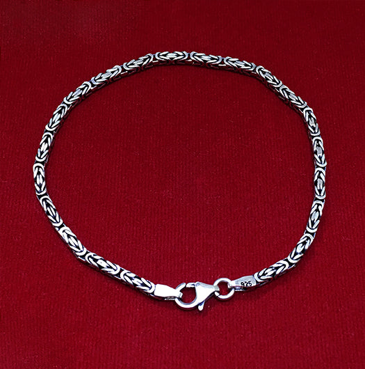 Sterling Silver Mens Heavy Solid Square Byzantine Chunky Bracelet Chain 8 inch