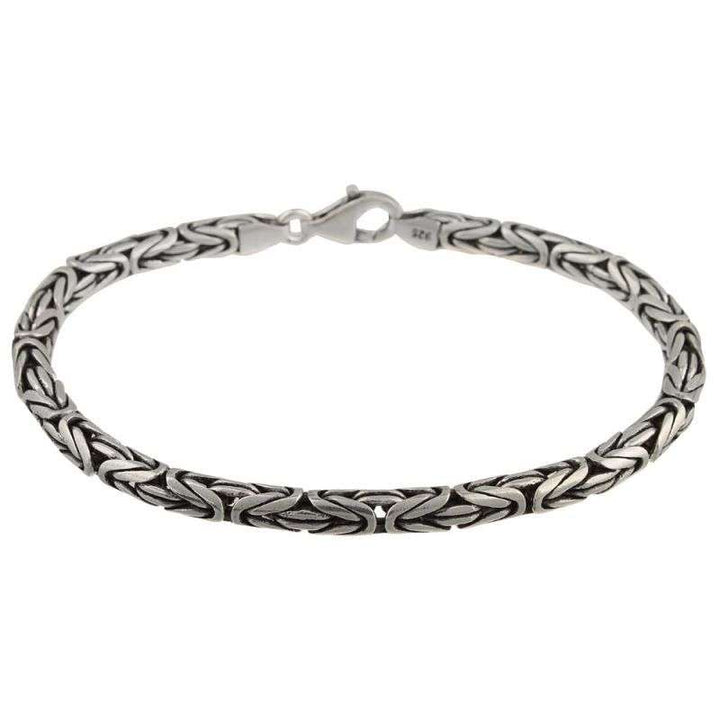 Solid Sterling Silver Mens Heavy Bali Byzantine King Bracelet Chain Link 8 inch