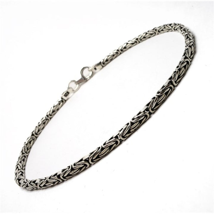Solid Sterling Silver Mens Heavy Bali Byzantine King Bracelet Chain Link 8 inch