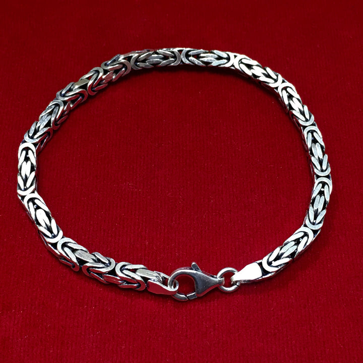 Sterling Silver Mens Heavy Solid Square Byzantine Chunky Bracelet Chain 8 inch