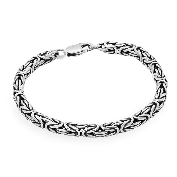 Kings Link Men's Bracelet 925 Sterling Silver 6mm Byzantine Chain