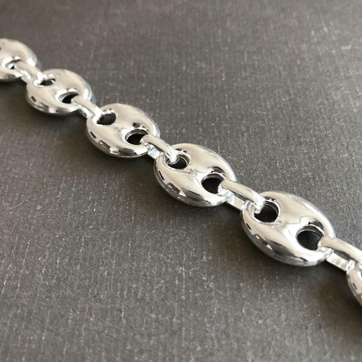 wide chain bracelet 925 silver