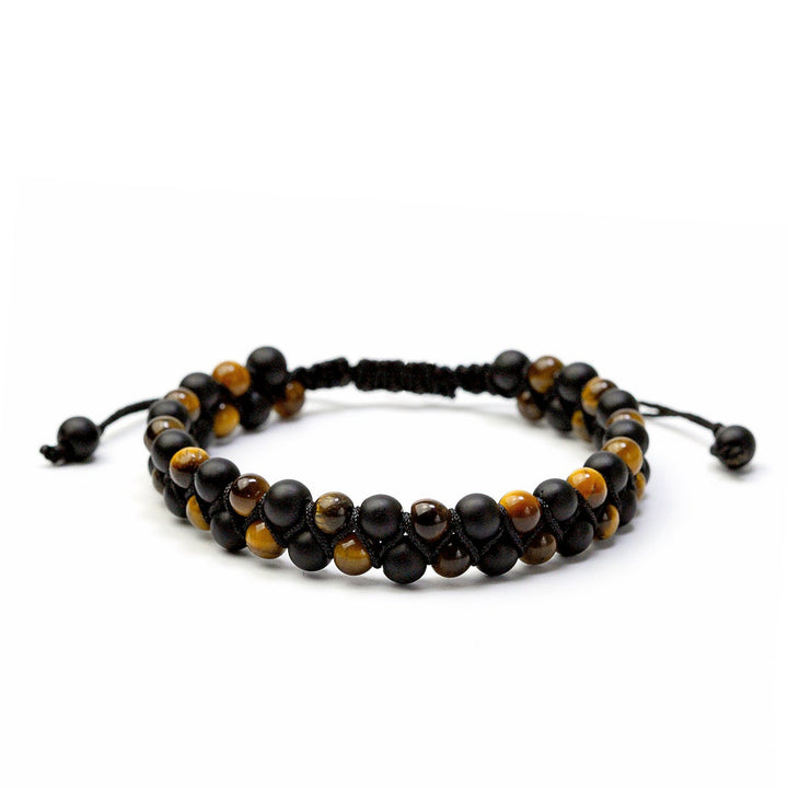 Men's Woven Bead Bracelet Double Row 6 mm Natural Stones | JFM