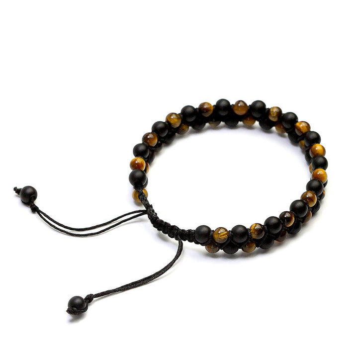 Men's Woven Bead Bracelet Double Layer 6 mm Natural Stones | JFM