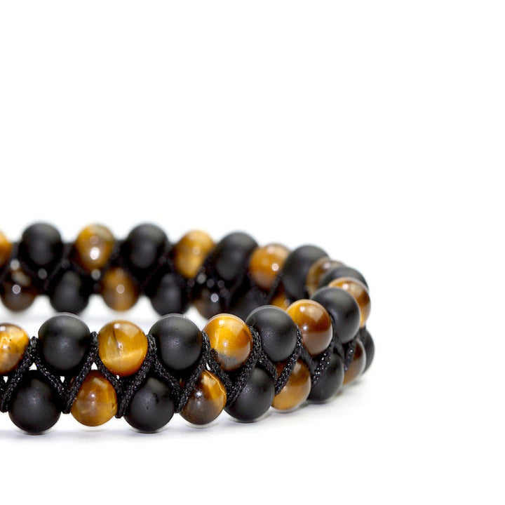 Men's Woven Bead Bracelet Double Layer 6 mm Natural Stones | JFM