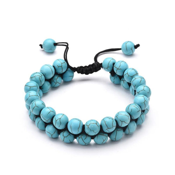 Men's Turquoise Bracelet Natural Stone Bangle with Drawstring | JFM