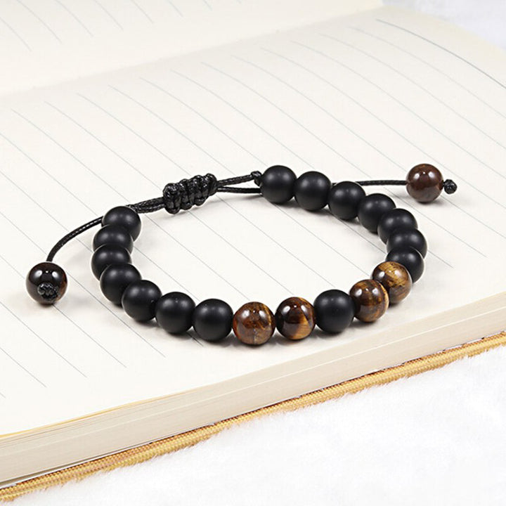 Handmade Beaded Bracelets for Men Natural Black Onyx & Tiger's Eye | JFM