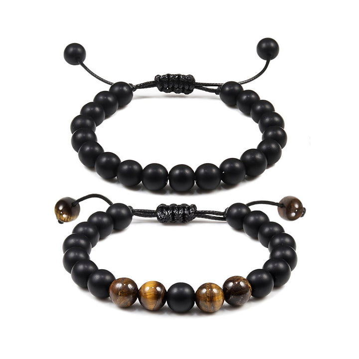 Handmade Beaded Bracelets for Men Natural Black Onyx & Tiger's Eye | JFM