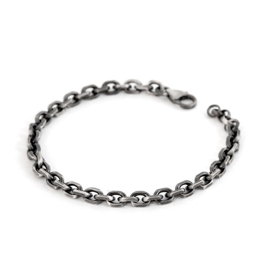 Thick Cable Link Men's Chain Bracelet Oxidized Gunmetal Jewelry