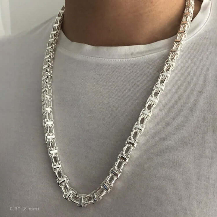 Sterling Silver Diamond Cut Rope Chain Necklace in 8mm Width. Available in  6 Chain Lengths.