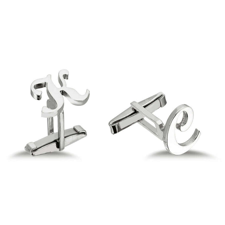 Silver Initial Cuff Links