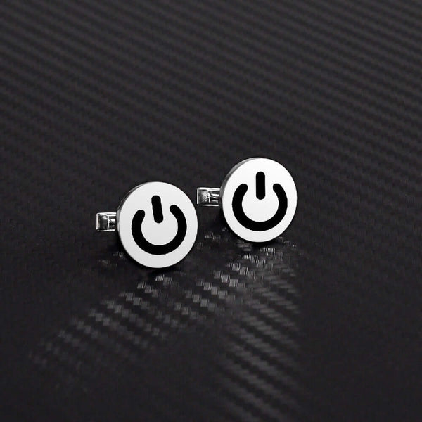 Power Button Modern Cufflinks Men's Silver Minimalist Jewelry