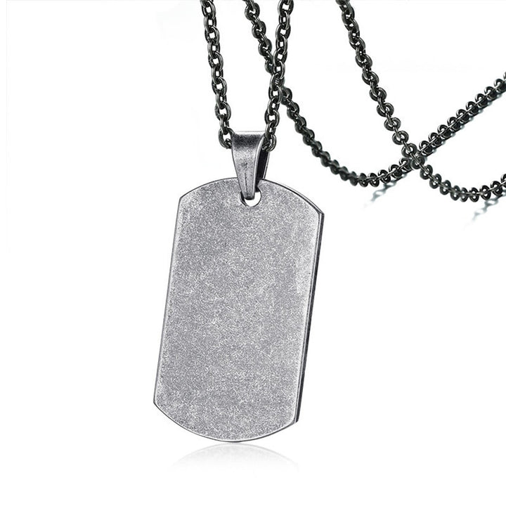 oxidized Silver Dog Tag necklace