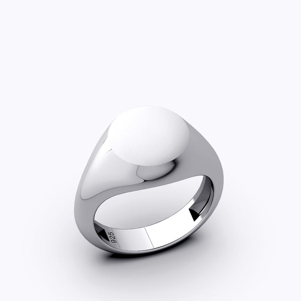 Pinky Ring For Men 925 Silver Blank Round Signet Ring