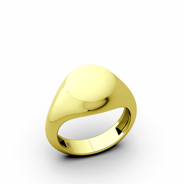 Solid 18k Yellow Gold Blank Pinky Signet Band Ring For Men