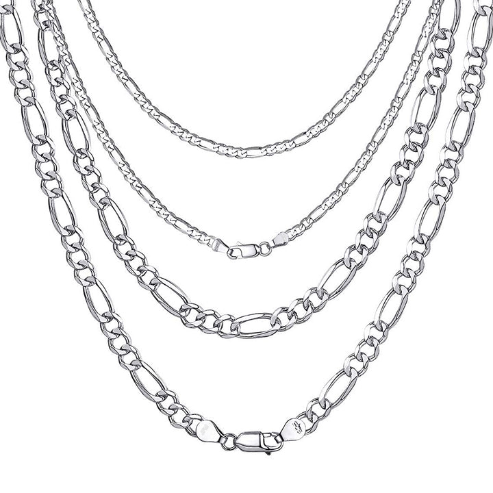 Wide Solid Sterling Silver Figaro