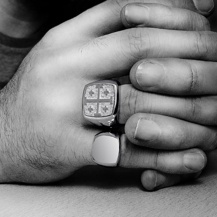 Sterling Silver 925 Jerusalem Cross Crusader Knights Templar Ring