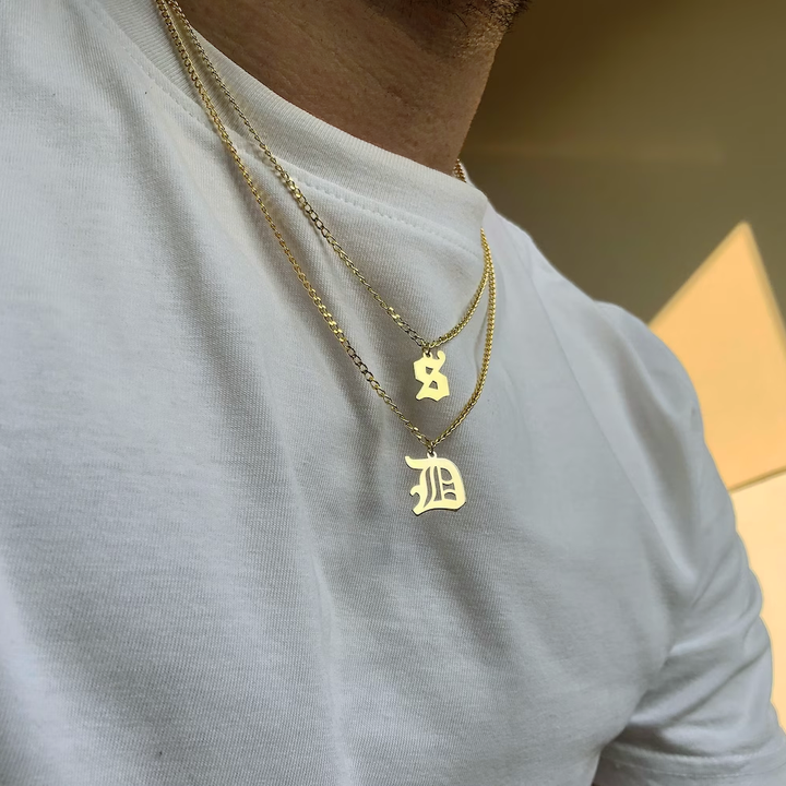 Gold Initial Men's Personalized Necklace