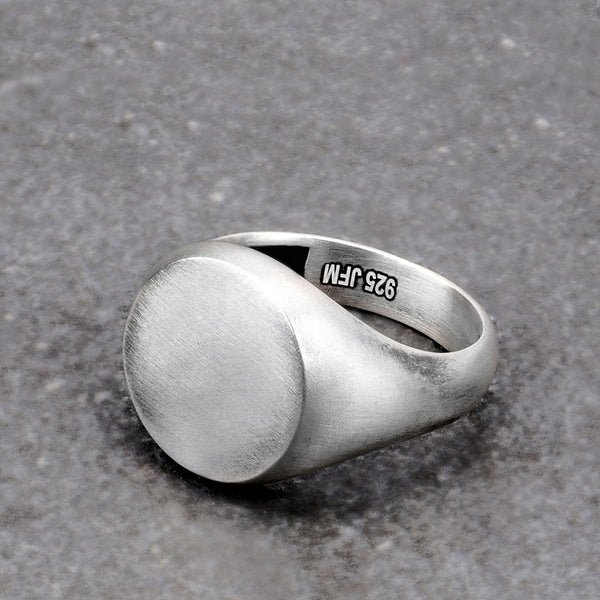 Blank Signet Ring 925 Silver Matte Finish Pinky Band for Man