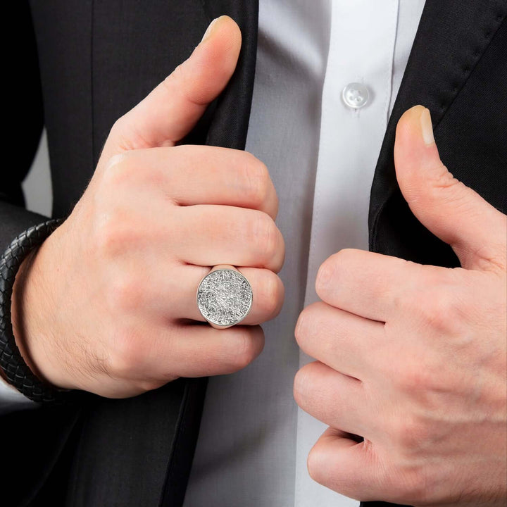 Basic Round Signet Male Ring Round Top Silver Men's Jewelry Gift