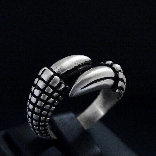 Mens Solid Sterling Silver Eagle Claw Heavy Ring